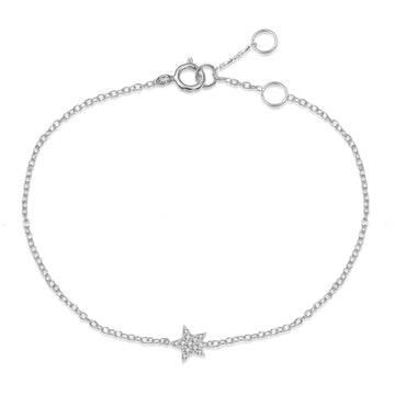 CZ Star Charm Silver Bracelet