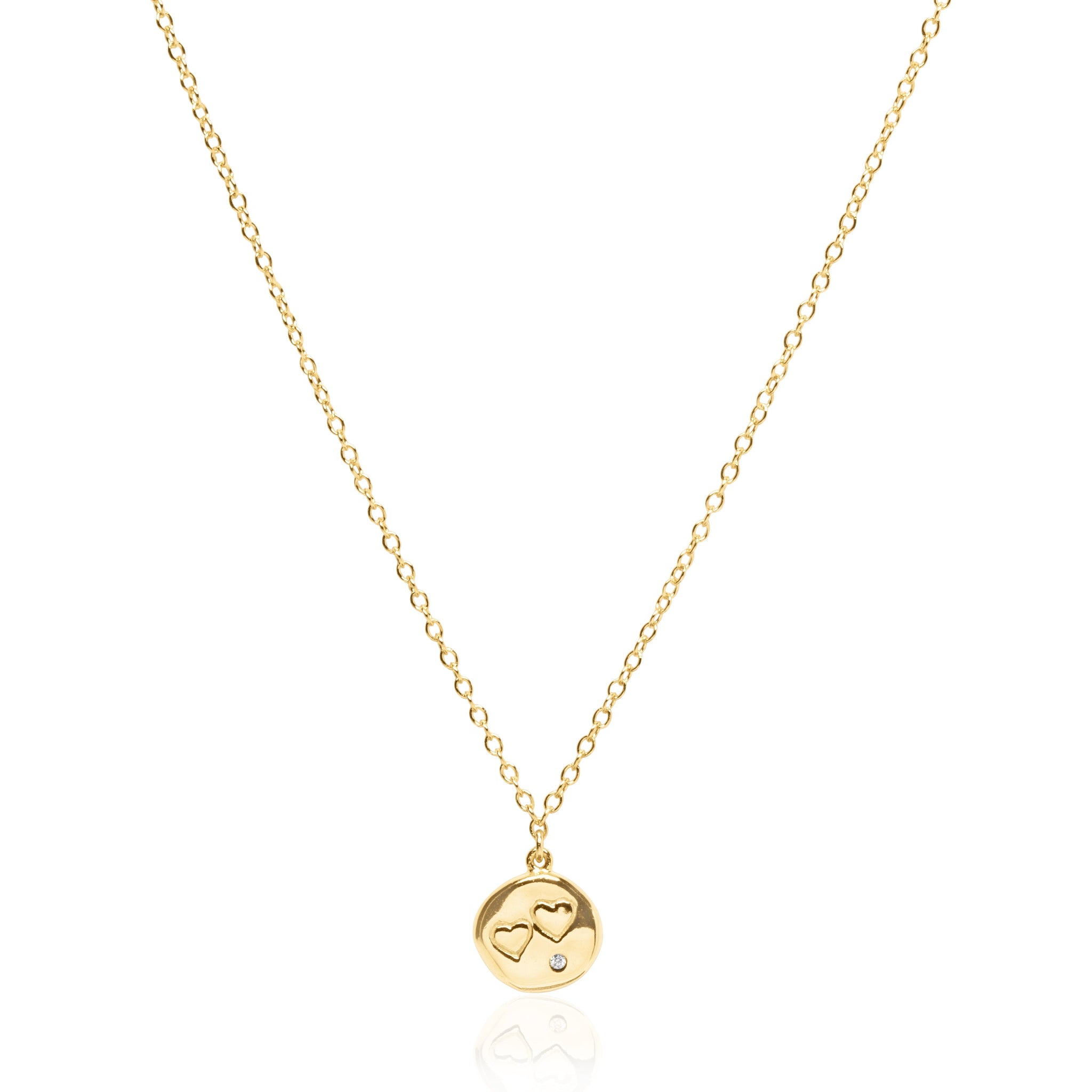 Double Heart Coin Necklace