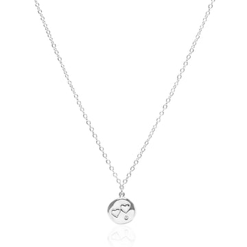 Double Heart Coin Silver Necklace