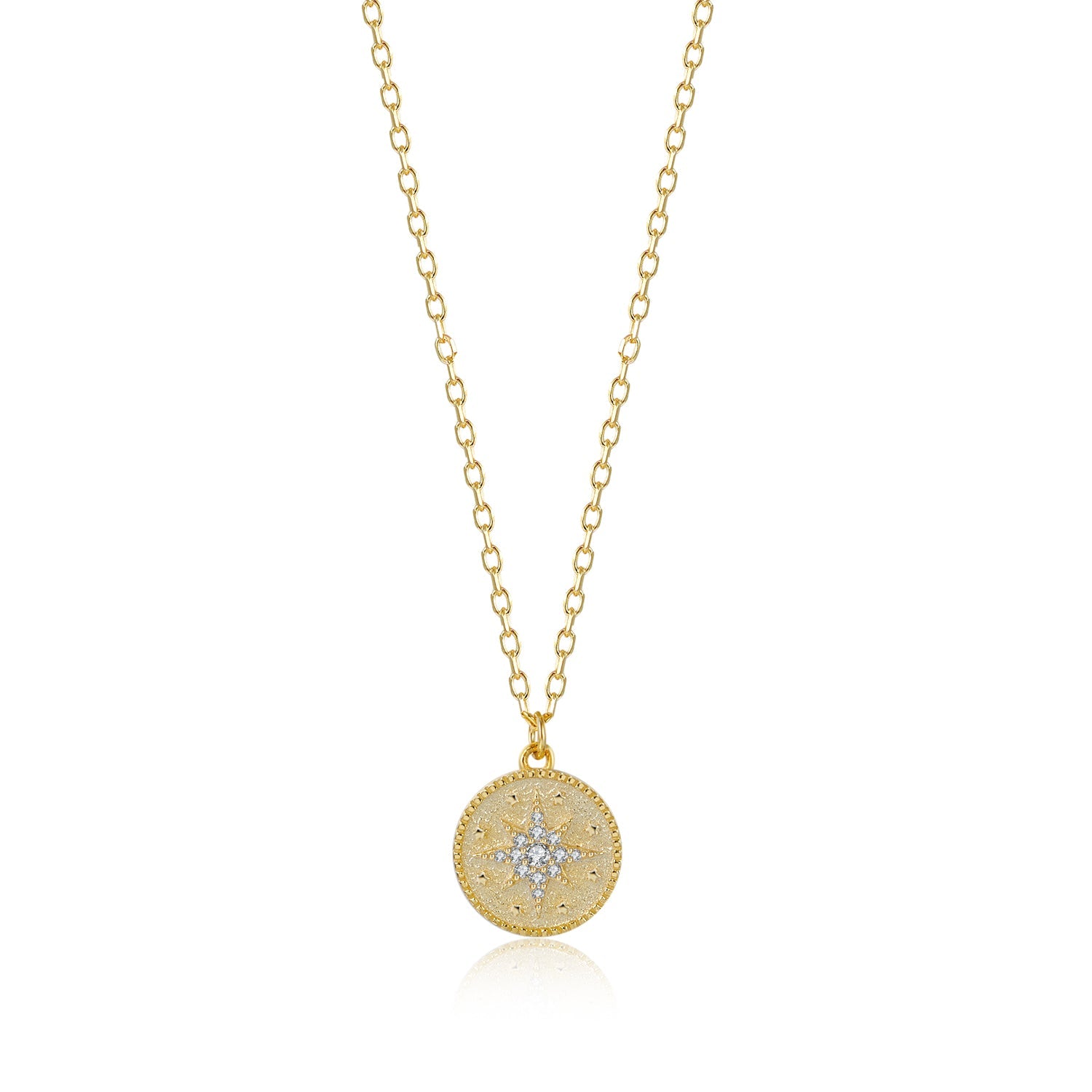 CZ North Star Coin Necklace