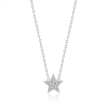 CZ Star Pendant Silver Necklace