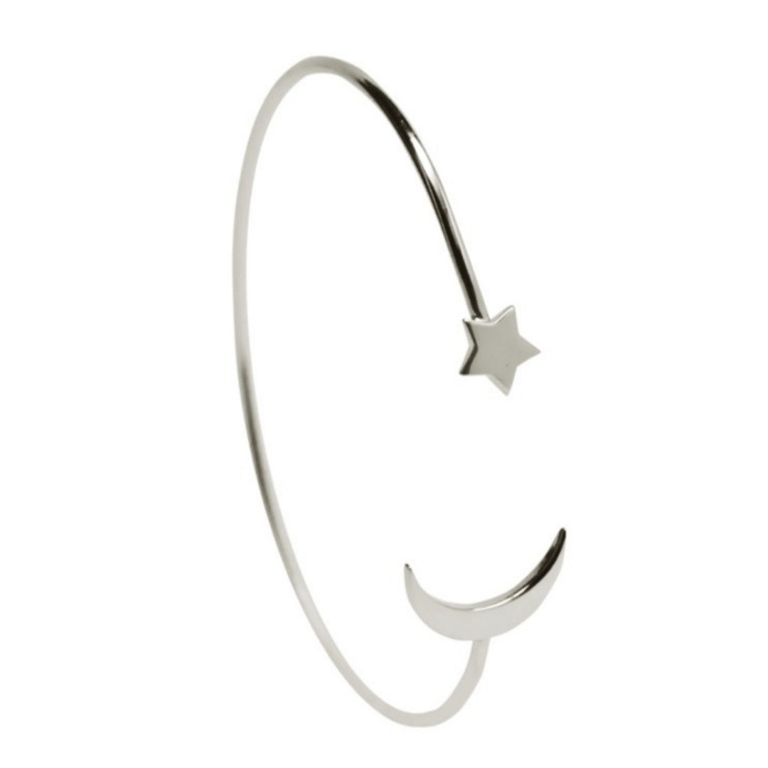 Star and Crescent Silver Bangle