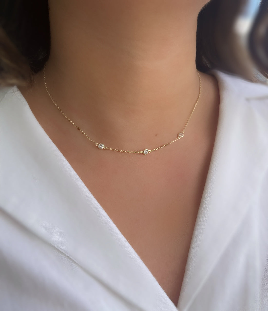 Trio Drop Zirconia Necklace